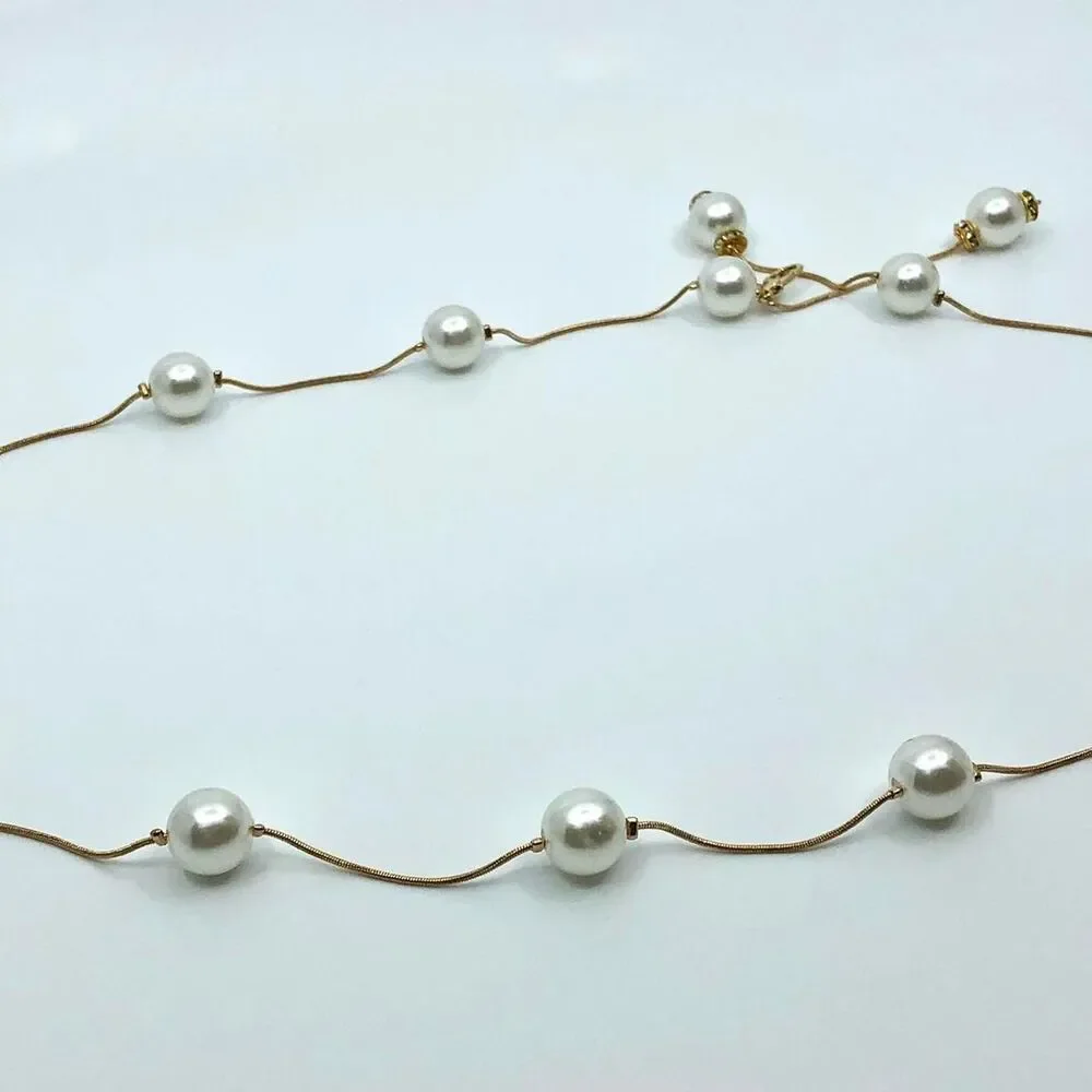 Women's Faux Pearl Gold Chain Belt, 41 Inches, X7G9A1006